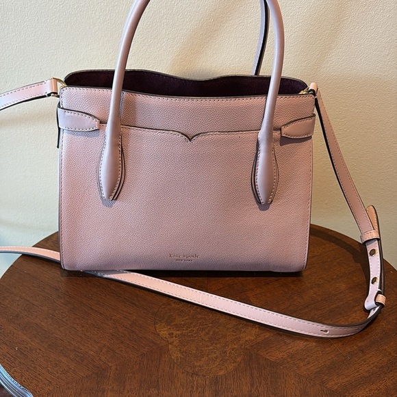Kate Spade Satchel Crossbody bag pebble leather dusty Rose ♠️ gold tone decor - Picture 7 of 17